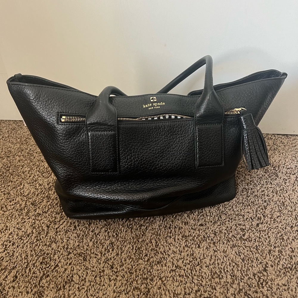 Large Leather Kate Spade zip top tote